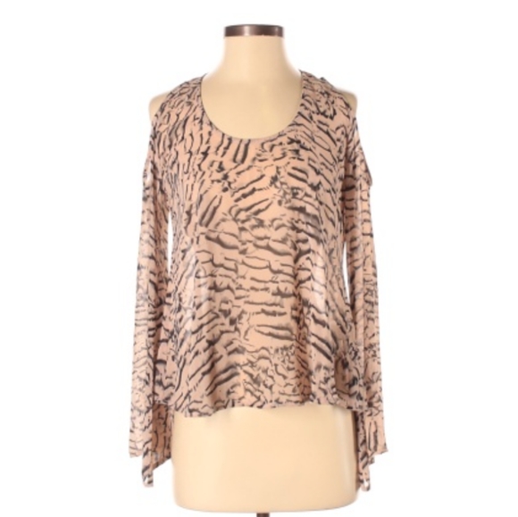 Lovers + Friends Cold Shoulder Top Abstract Print XS - Picture 1 of 8